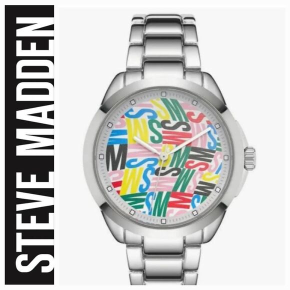 Steve Madden - Missile-R - Sliders con fascette decorate color argento
